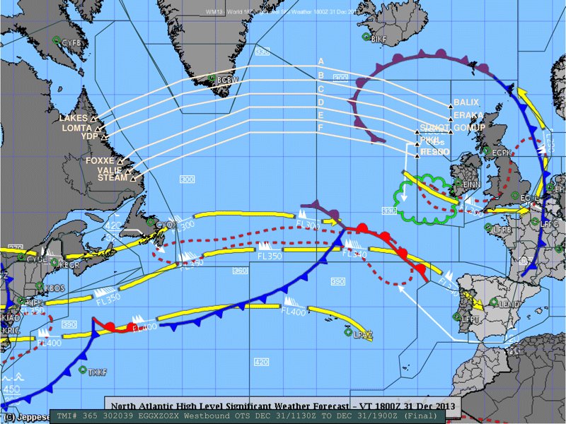 Depiction of the daily NAT tracks